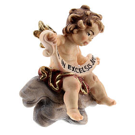 Putto con fiocco in legno dipinto presepe Rainell 11 cm Val Gardena
