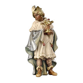 Dark-skinned king in painted wood for 9 cm Rainell Nativity scene, Val Gardena