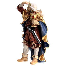 Fair-skinned king in painted wood for 11 cm Rainell Nativity scene, Val Gardena