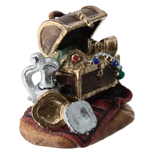 Magi's gifts in painted wood for 11 cm Rainell Nativity scene, Val Gardena 3