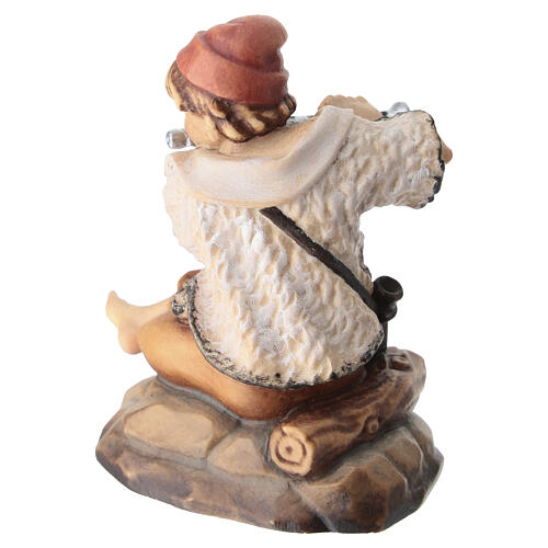 Sitzender Jung mit Flöte Grödnertal Holz für Krippe Rainell 11cm 5