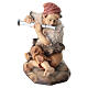 Rapaz sentado com flauta em madeira pintada para presépio Rainell figuras altura média 11 cm Val Gardena s1