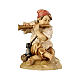 Boy sitting playing flute 11 cm, nativity Rainell, in painted Valgardena wood s1