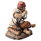 Boy sitting playing flute 11 cm, nativity Rainell, in painted Valgardena wood s6
