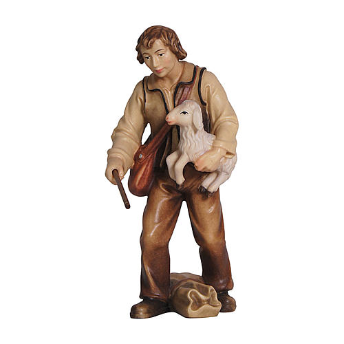 Mandriano di pecore legno dipinto presepe Rainell 11 cm Val Gardena 1