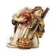 Shepherd kneeling with fruit basket 11 cm, nativity Rainell, in painted Valgardena wood s1