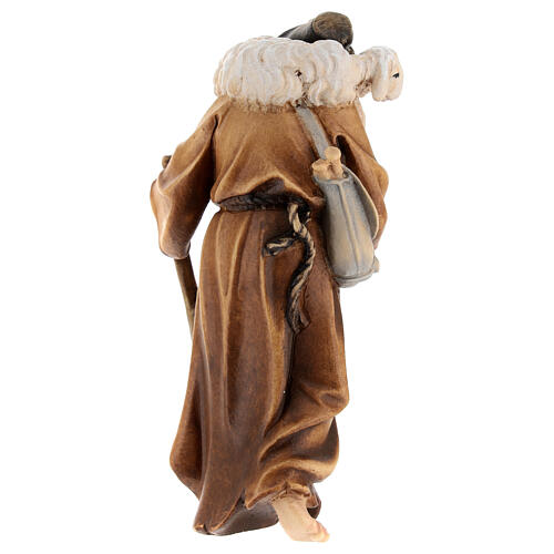 Shepherd with lamb in painted wood for 11 cm Rainell Nativity scene, Val Gardena 4