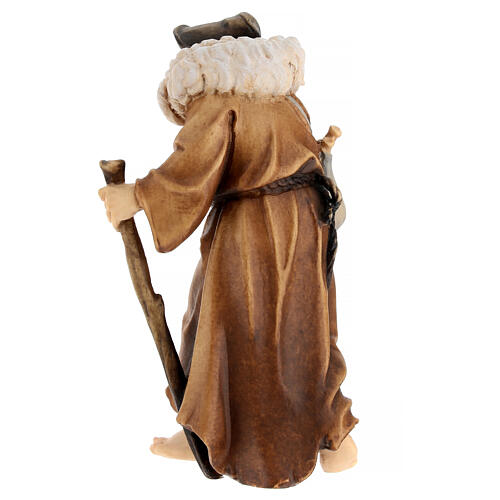 Shepherd with lamb in painted wood for 11 cm Rainell Nativity scene, Val Gardena 5