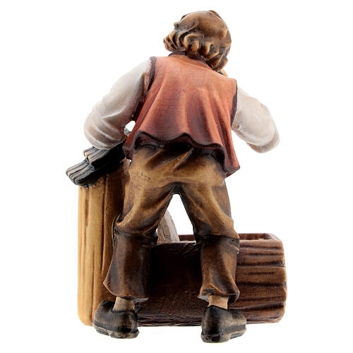 Boy at the fountain in painted wood for 9 cm Rainell Nativity scene, Val Gardena 6