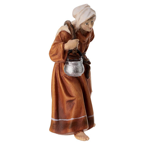 Woman carrying pitcher 11 cm, nativity Rainell, in painted Valgardena wood 2