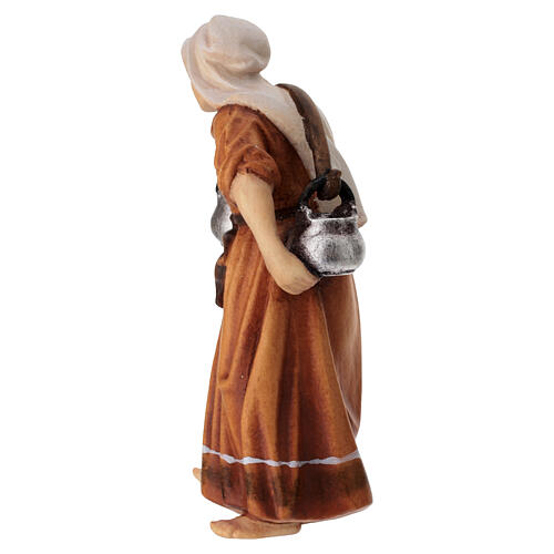 Woman carrying pitcher 11 cm, nativity Rainell, in painted Valgardena wood 4