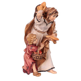 Woman with young boy 9 cm, nativity Rainell, in painted wood
