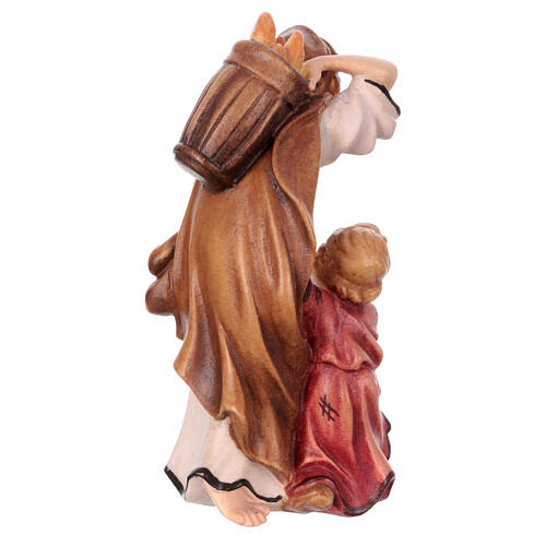 Woman with young boy 9 cm, nativity Rainell, in painted wood 4