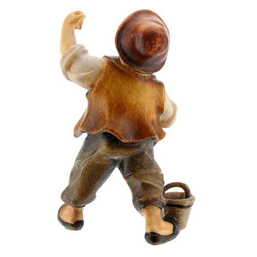 Boy with bucket 9 cm, nativity Rainell, in painted wood 4