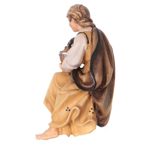 Girl with bucket in painted wood for 9 cm Rainell Nativity scene, Val Gardena 2
