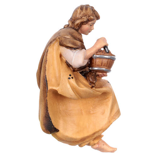 Girl with bucket in painted wood for 9 cm Rainell Nativity scene, Val Gardena 3