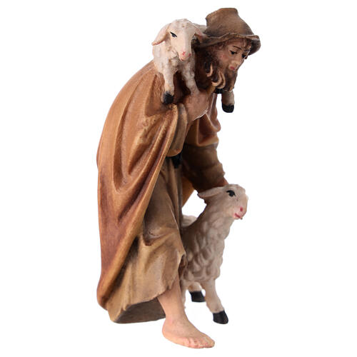 Shepherd with sheep in painted wood for 9 cm Rainell Nativity scene, Val Gardena 3