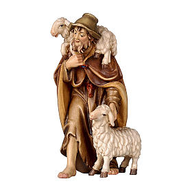 Shepherd with 2 sheep 9 cm, nativity Rainell, in painted wood