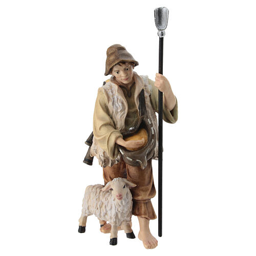 Pastor de rebanho presépio madeira pintada Rainell Val Gardena com peças altura média 11 cm 1