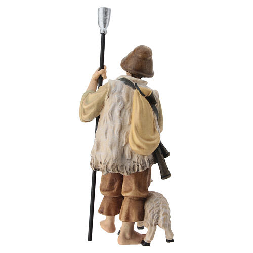 Pastor de rebanho presépio madeira pintada Rainell Val Gardena com peças altura média 11 cm 4