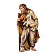 Pastor com bastão e cordeiro presépio madeira pintada Rainell Val Gardena com figuras altura média 11 cm s1