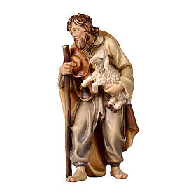 Standing shepherd with staff and sheep 11 cm, nativity Rainell, in painted wood