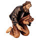 Kneeling shepherd in painted wood for 9 cm Rainell Nativity scene, Val Gardena s3