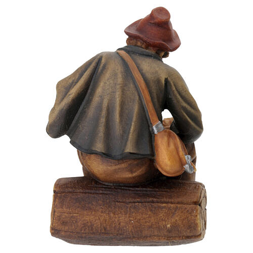 Sitzender Hirte mit Futter Grödnertal Holz für Krippe Rainell 9cm 4