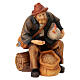 Sitting shepherd with grains in painted wood for 9 cm Rainell Nativity scene, Val Gardena s3