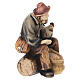 Sitting shepherd with grains in painted wood for 9 cm Rainell Nativity scene, Val Gardena s3