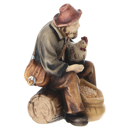 Pastore seduto con mangime in legno dipinto presepe Rainell 9 cm 3