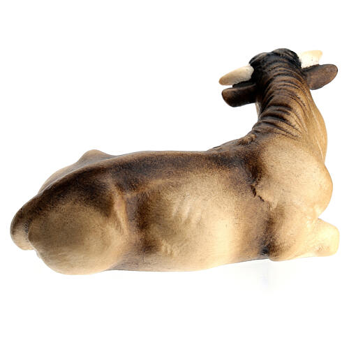 Lying ox in painted wood for 11 cm Rainell Nativity scene, Val Gardena 4