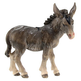 Donkey in painted wood for 9 cm Rainell Nativity scene, Val Gardena