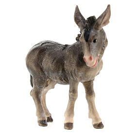 Donkey in painted wood for 9 cm Rainell Nativity scene, Val Gardena