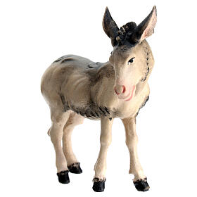 Donkey in painted wood for 11 cm Rainell Nativity scene, Val Gardena