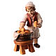 Boy with basket in painted wood for 11 cm Rainell Nativity scene, Val Gardena s1