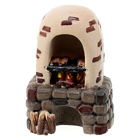 Bread oven in painted wood for 9 cm Rainell Nativity scene, Val Gardena