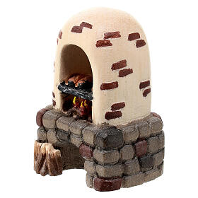 Bread oven in painted wood for 9 cm Rainell Nativity scene, Val Gardena