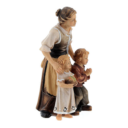 Pastora con bambini legno dipinto presepe Rainell 9 cm Valgardena 3