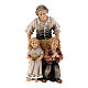Shepherdess with children 9 cm, nativity Rainell, in painted wood s1