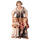 Pastora com crianças madeira pintada para presépio Rainell Val Gardena com figuras altura média 11 cm s1