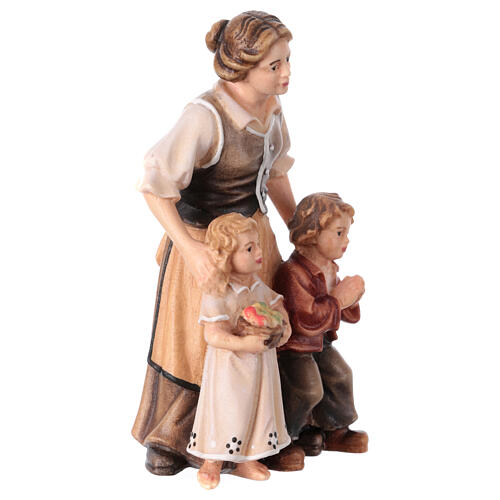 Shepherdess with girl and boy 11 cm, nativity Rainell, in painted wood 3