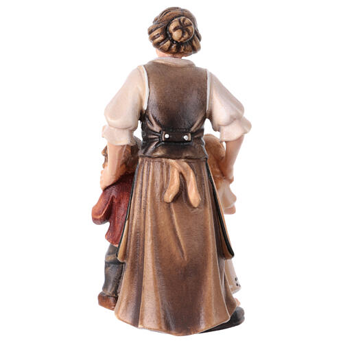 Shepherdess with girl and boy 11 cm, nativity Rainell, in painted wood 4