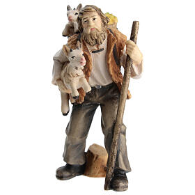 Shepherd carrying goats 11 cm, nativity Rainell, in painted wood