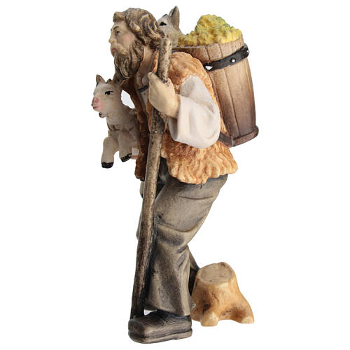 Shepherd carrying goats 11 cm, nativity Rainell, in painted wood 3