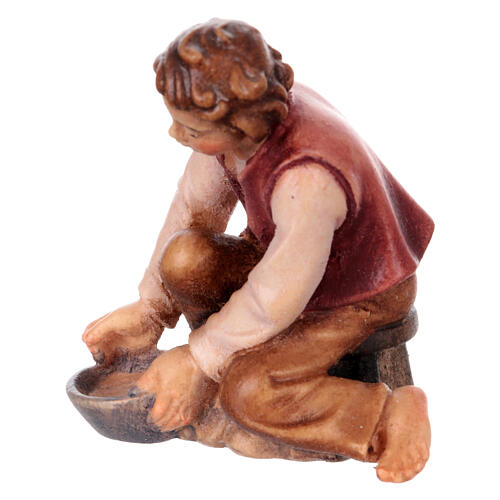 Milker boy in painted wood for 9 cm Rainell Nativity scene, Val Gardena 2