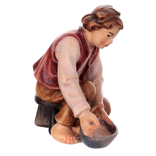 Milker boy in painted wood for 9 cm Rainell Nativity scene, Val Gardena 3