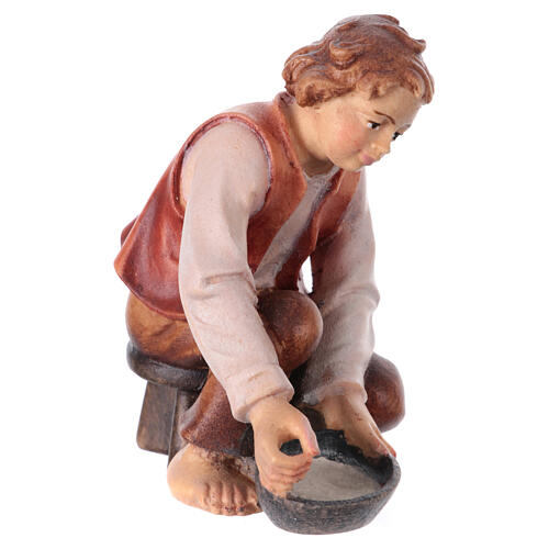 Milker boy in painted wood for 11 cm Rainell Nativity scene, Val Gardena 2