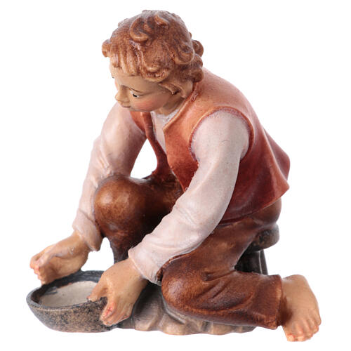 Milker boy in painted wood for 11 cm Rainell Nativity scene, Val Gardena 3