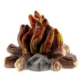 Fuoco accampamento legno dipinto Val Gardena presepe Rainell 11 cm